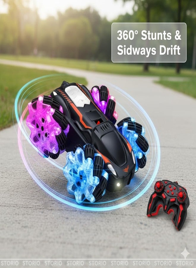 Storio Rechargeable 4x4 Remote Control Drift Stunt Car | 4WD Dual-Sided 360° Rotating RC Car | High-Speed Off-Road Climbing Battle Vehicle | Fall-Resistant Stunt Toy for Kids Boys Girls & Adults - Image 2